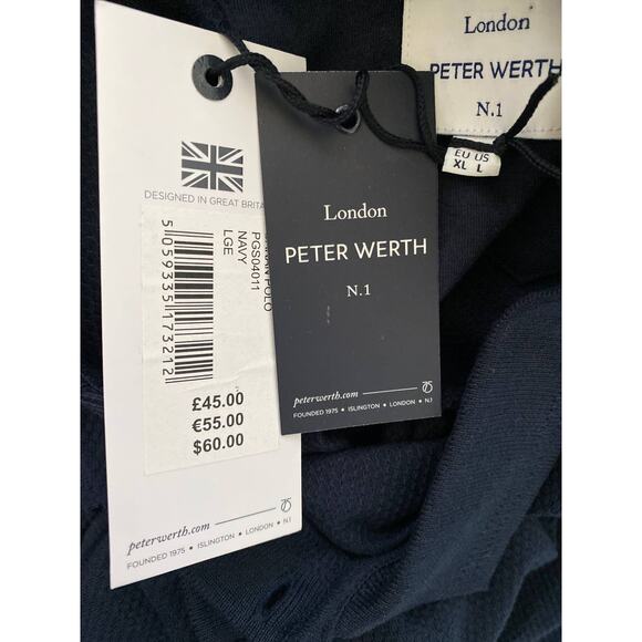 London Peter Werth No.1 Mens Navy Short Sleeve Polo Shirt NEW Large - Picture 7 of 10